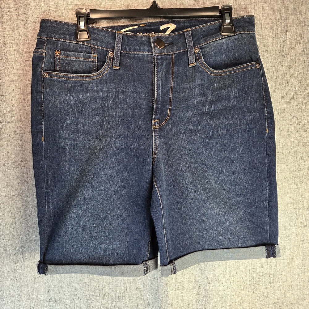 Seven7 Womens Rolled Cuff Sunset Bermuda Shorts Stretchy 10 Denim‎ Beach Outdoor